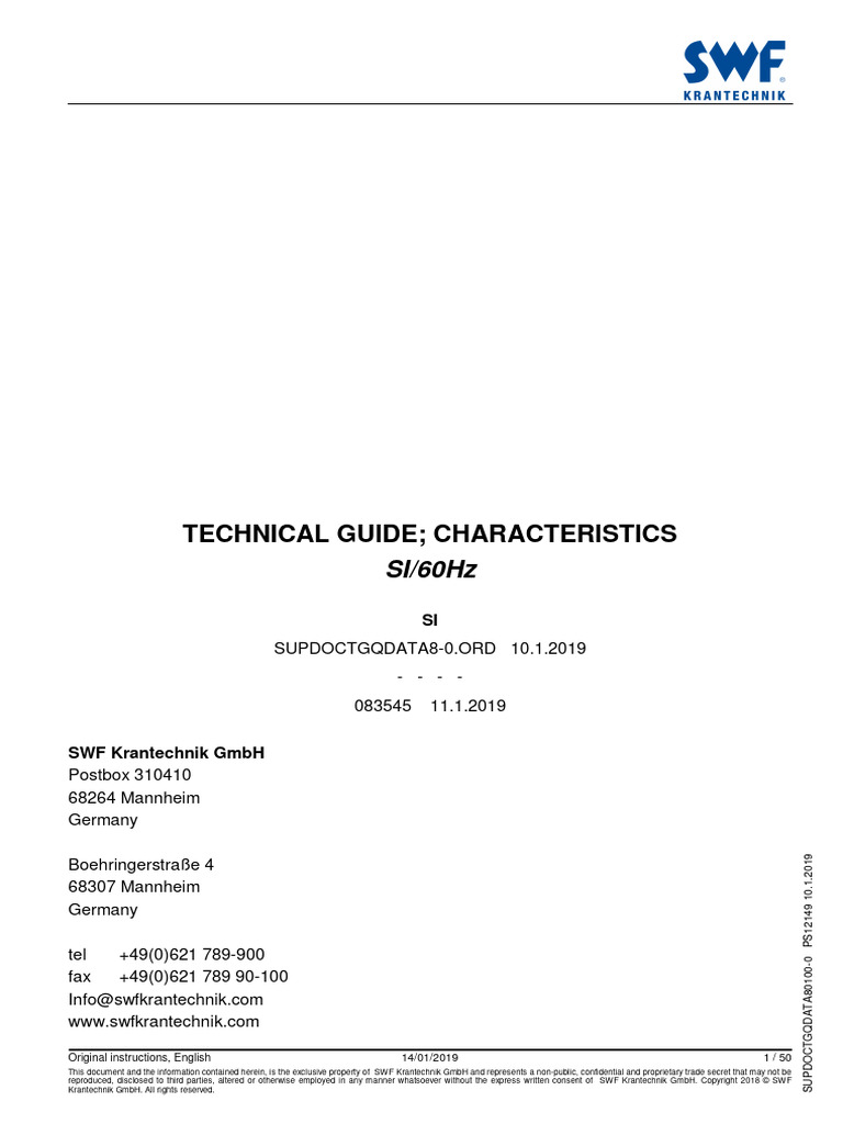 SWF Nova Hoist Technical Guide | PDF | Electrical Connector | Power Supply