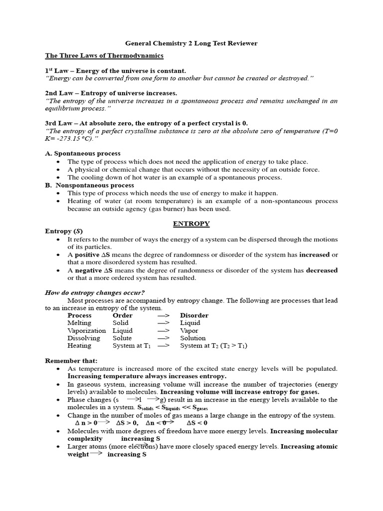 General Chemistry 2 Reviewer - Long Test | PDF | Redox | Catalysis