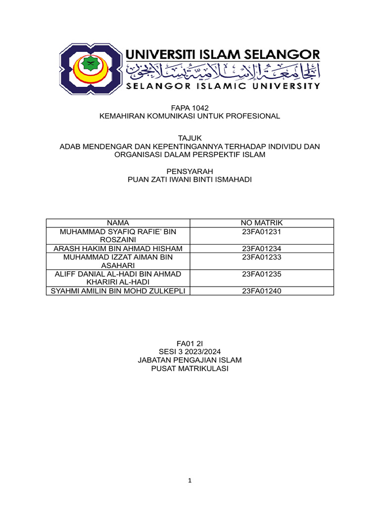 Assignment Komunikasi Project 1 | PDF