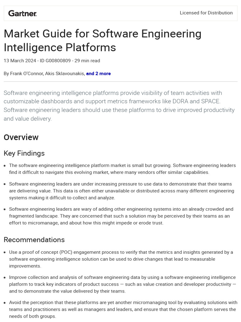 Software Engineering Intelligence Platforms Guide | PDF | Performance ...