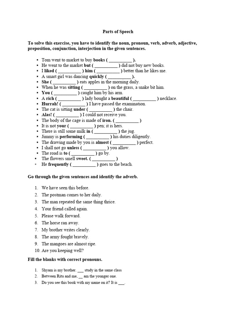ENGL100 Parts of Speech - 154467 | PDF | Adverb | Part Of Speech