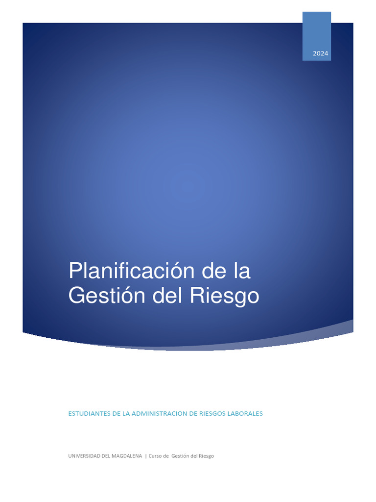 Planificacion De La Gestion De Riesgo Pdf Business Riesgo