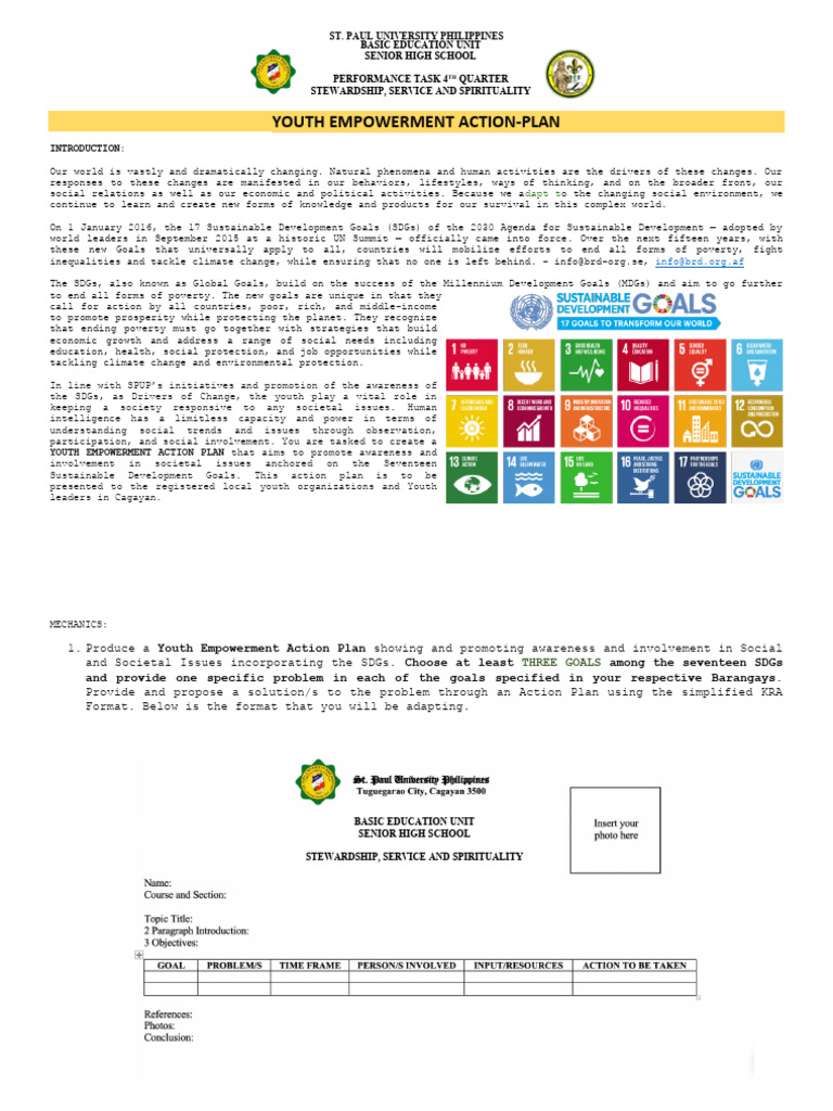 Youth Empowerment Action Plan Sss | PDF | Sustainability | Sustainable ...