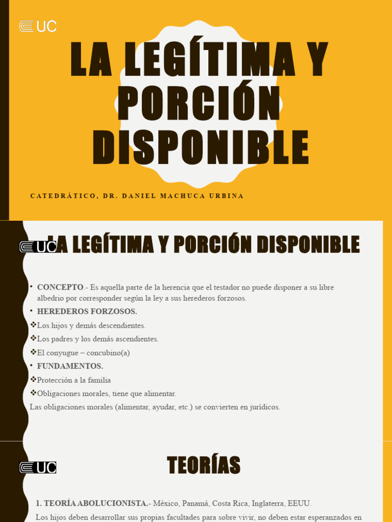 La Legitima y Porción Disponible - Uc | PDF | Herencia | Ley común