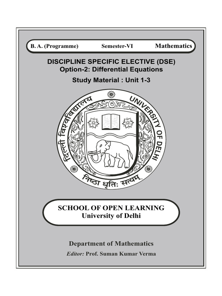 Differential Equations Study Material | PDF | Equations | Differential ...