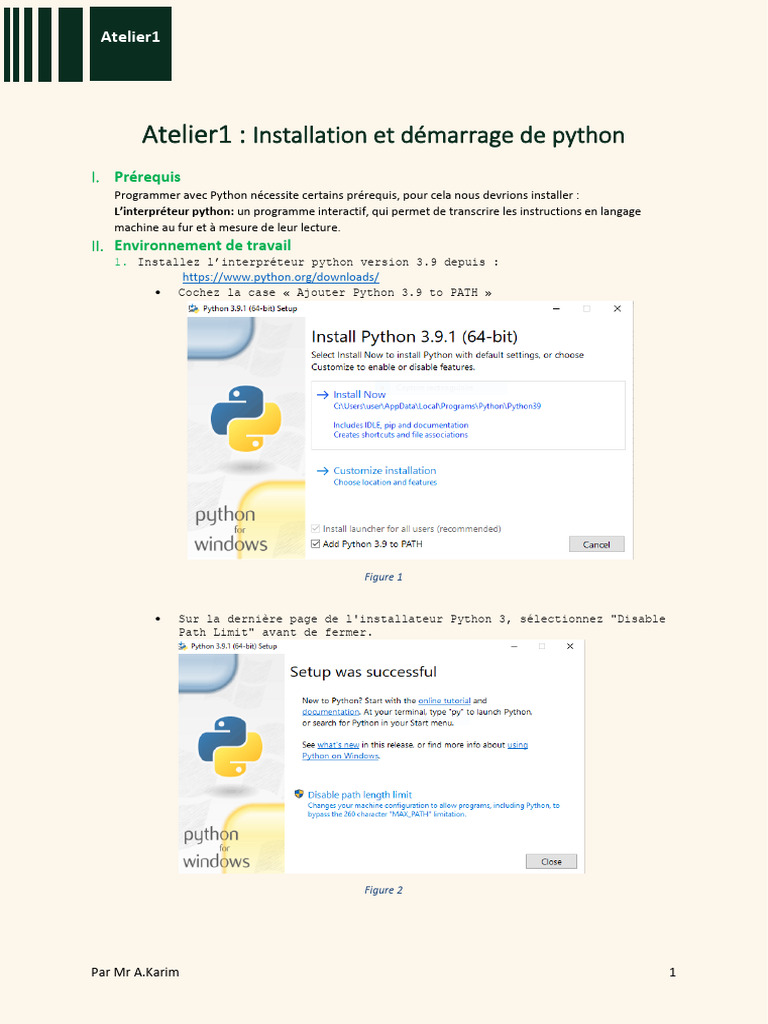 Installation et démarrage de Python | PDF | Python (Langage de ...
