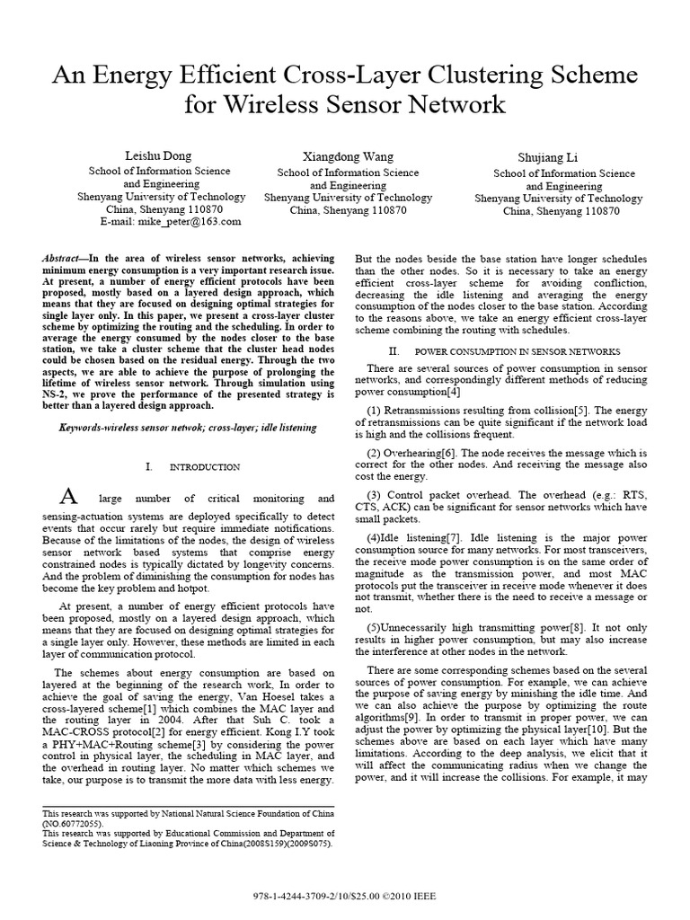 An Energy Efficient Cross-Layer Clustering Scheme For Wireless Sensor ...