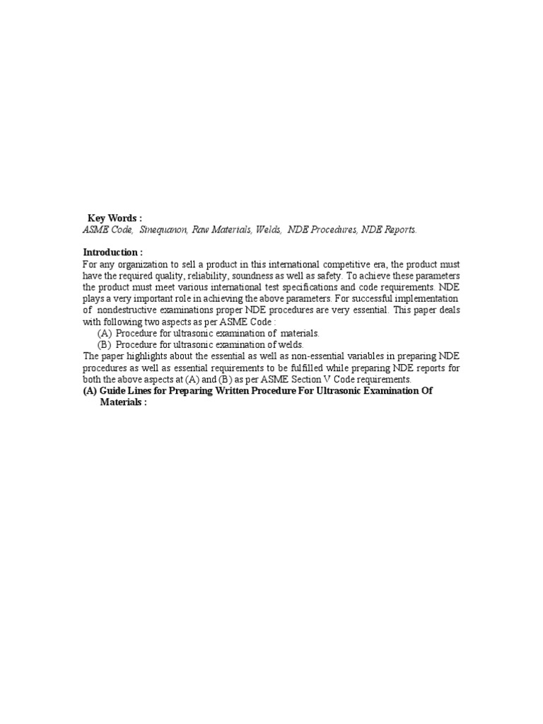 ASME UT Procedure Writing | PDF | Ultrasound | Nondestructive Testing