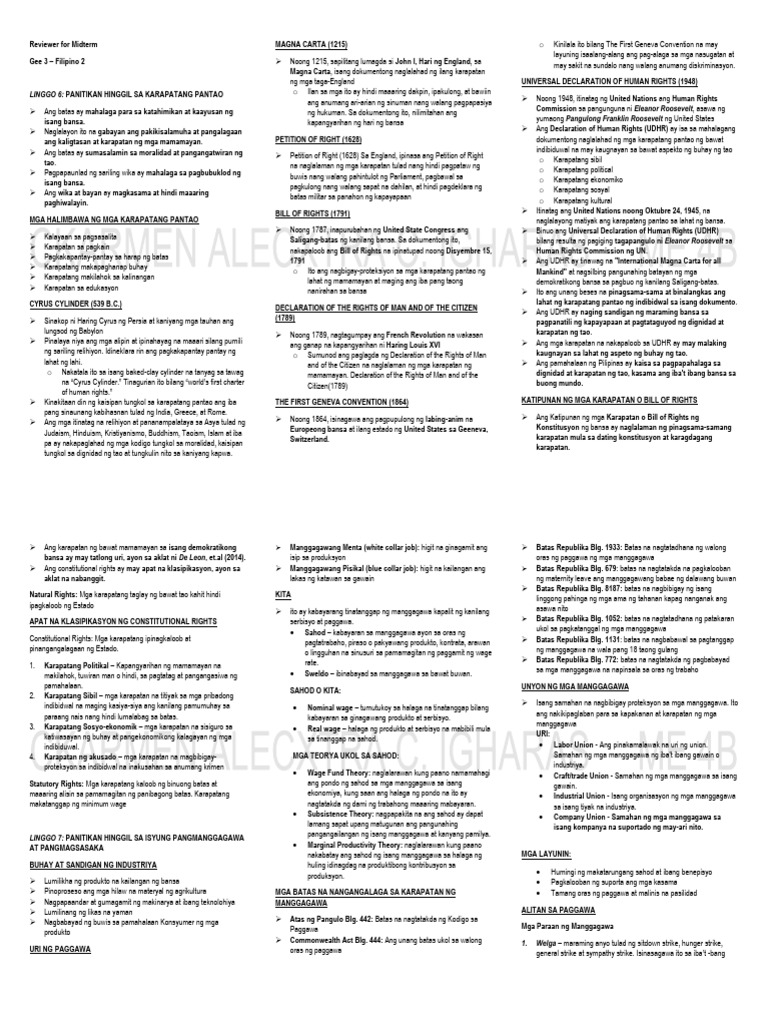 Midterm Gee 3 Filipino 2 Notes | PDF