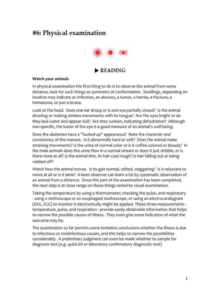 Animal Physical Examination Guide | PDF | Apnea | Clinical Medicine