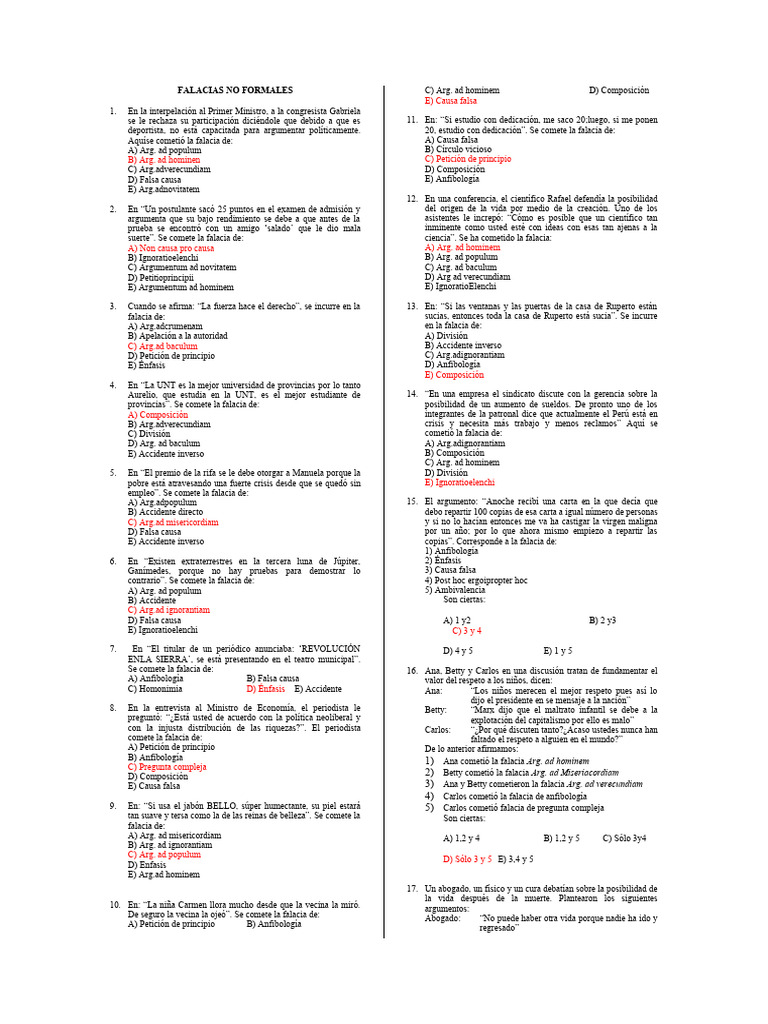 Falacias No Formales Pdf Falacia Lógica