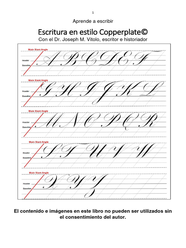 Guía Completa de Caligrafía Copperplate | PDF | Caligrafía | Bolígrafo, image size:768x1024