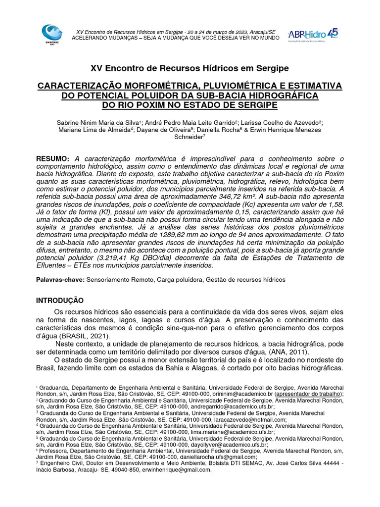 Bacia sergipe pdf bacia hidrogr fica eros o