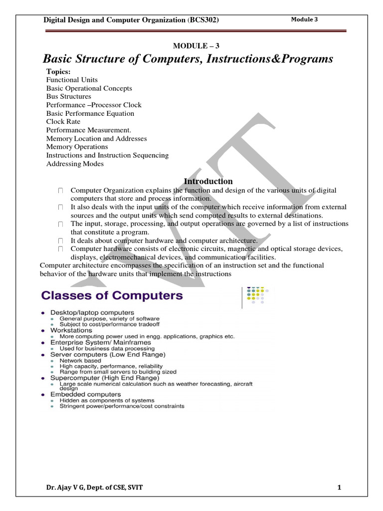 Basic Structure of Computers, Instructions &programs: Digital Design ...