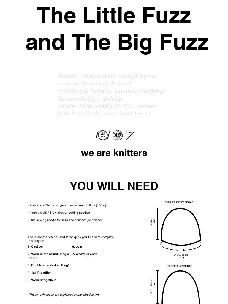 Little and Big Fuzz Beanie Patterns | PDF | Knitting | Needlework