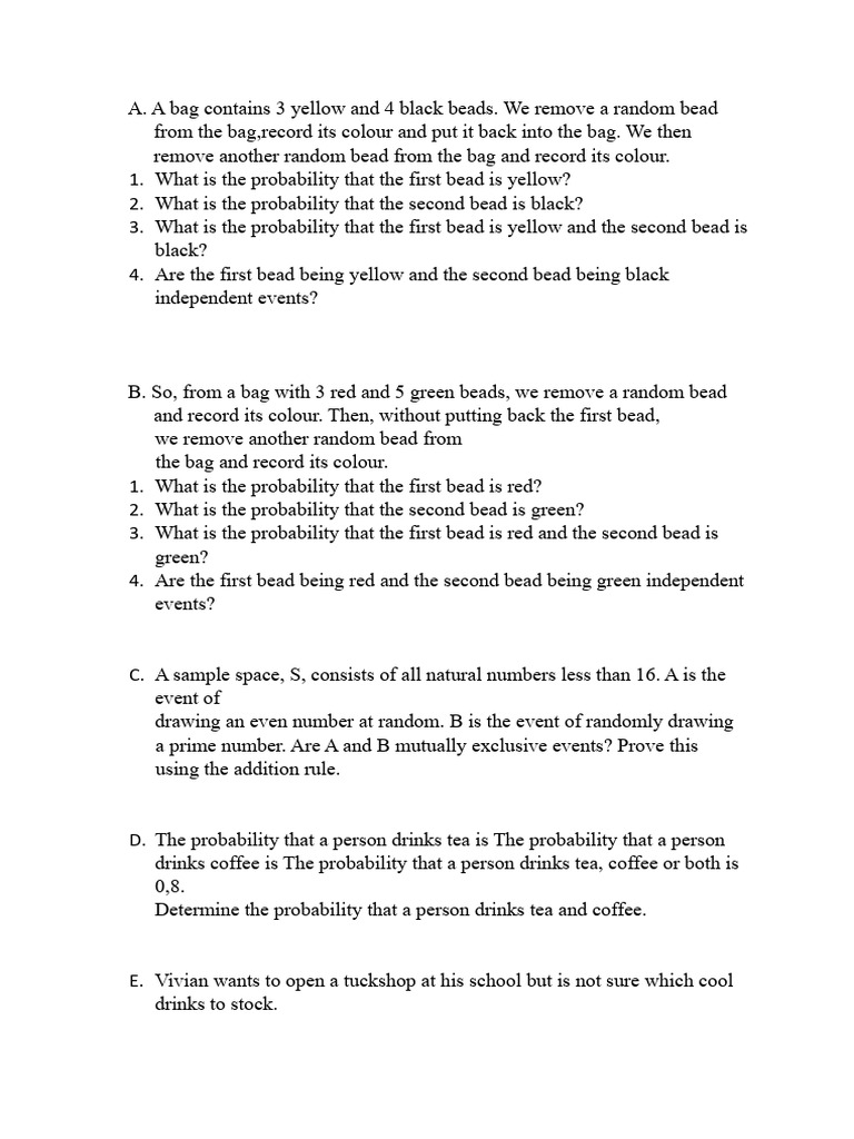 grade 12 probability | PDF | Probability