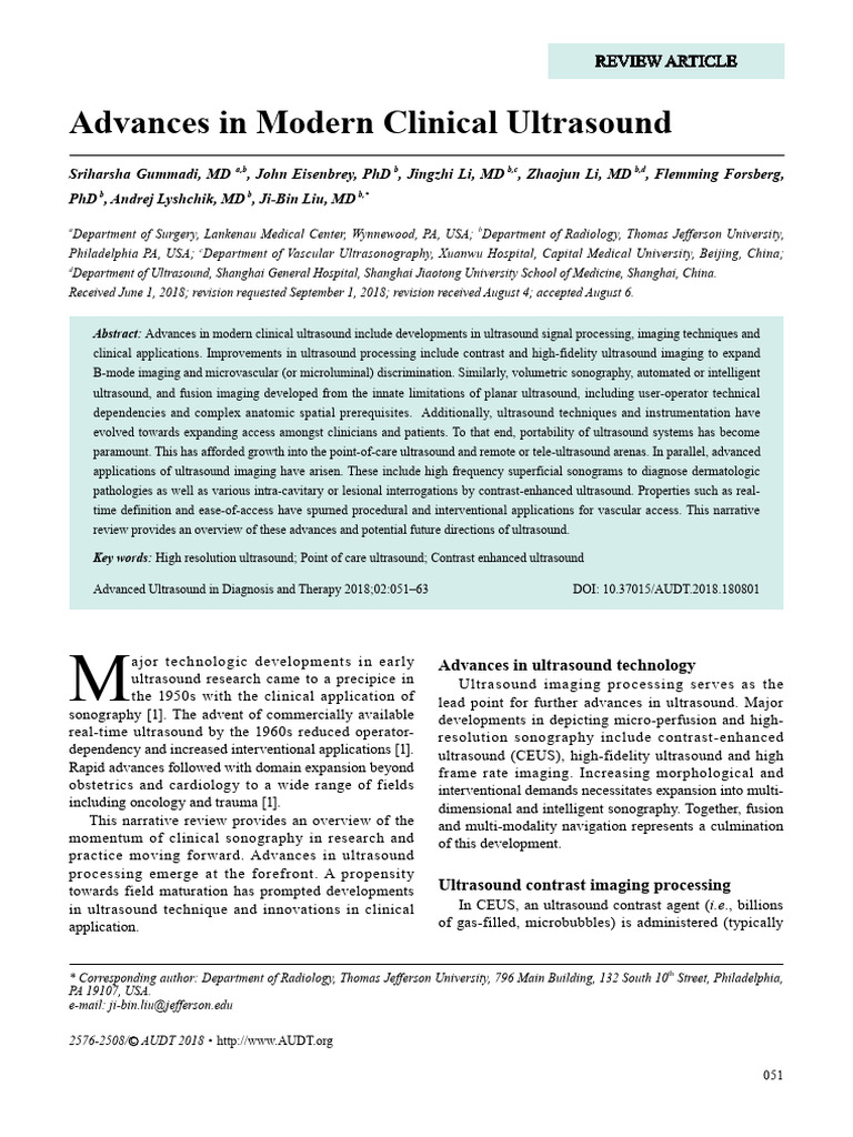 Advances in Clinical Ultrasound Techniques | PDF | Medical Ultrasound ...