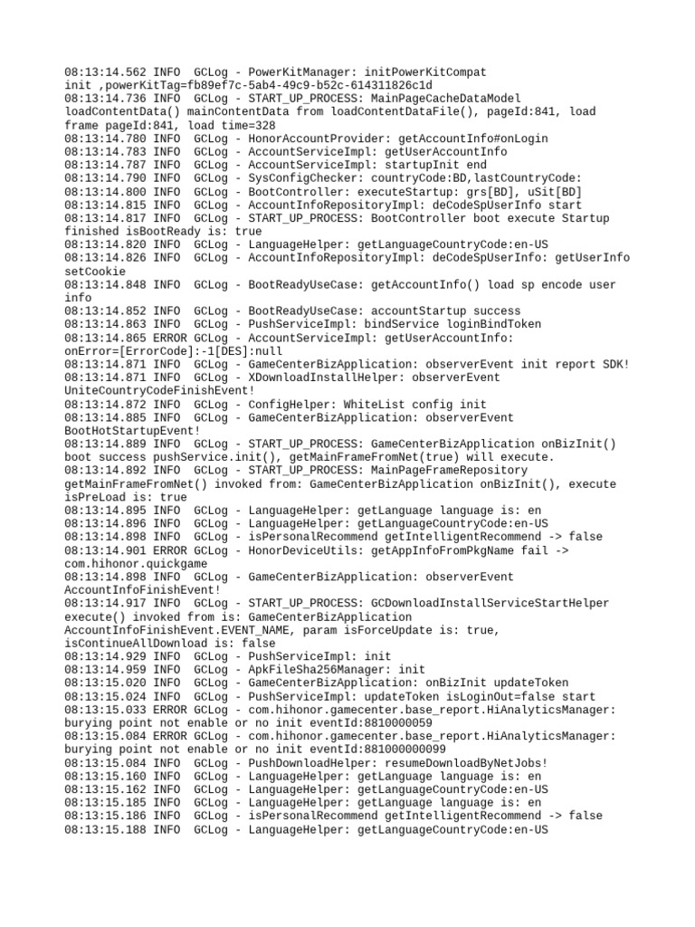 Game Center Startup Log Analysis | PDF | Computer Data | Computer Science