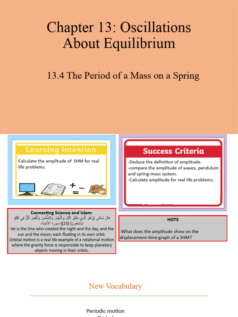 13.4 The Period of A Mass On A Spring | PDF | Oscillation | Pendulum