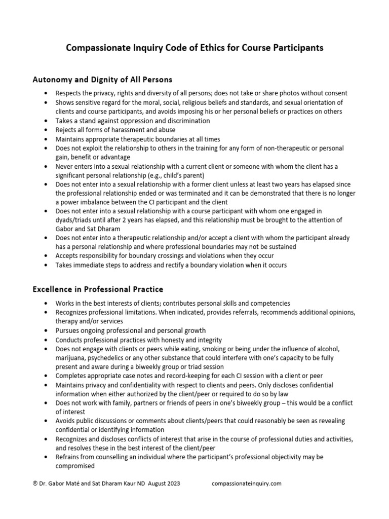 Compassionate Inquiry Ethics Guide | PDF | Social Psychology | Psychology