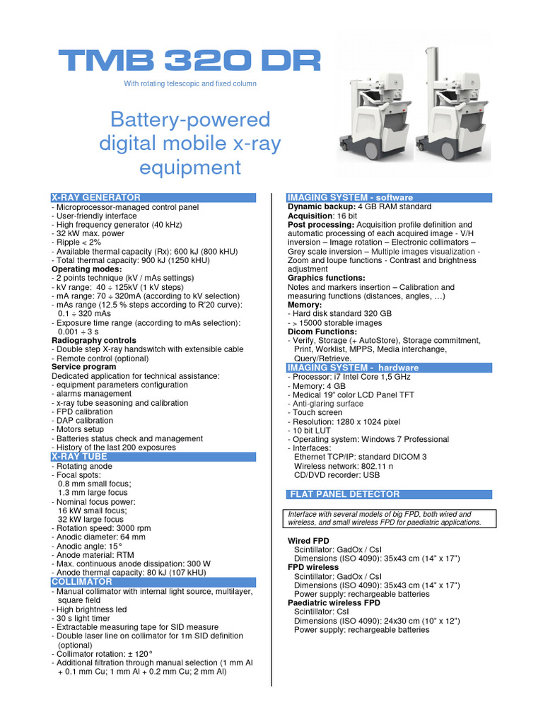 TMB 320 DR Mobile X-Ray System | PDF | X Ray | Computing