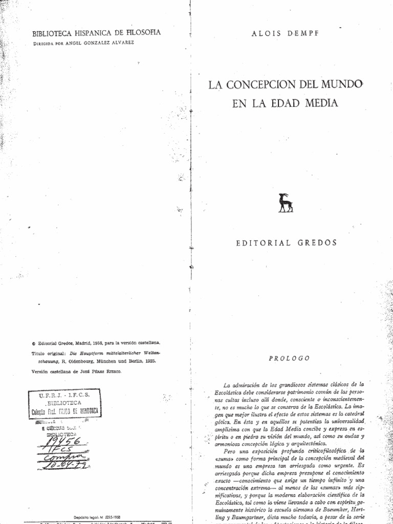 Alois Dempf - La Concepcion Del Mundo en La Edad Media | PDF