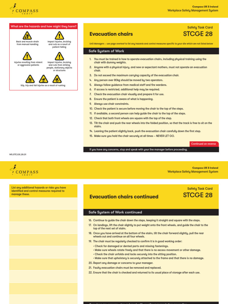 stcge-28-evacuation-chairs | PDF | Occupational Safety And Health | Chair