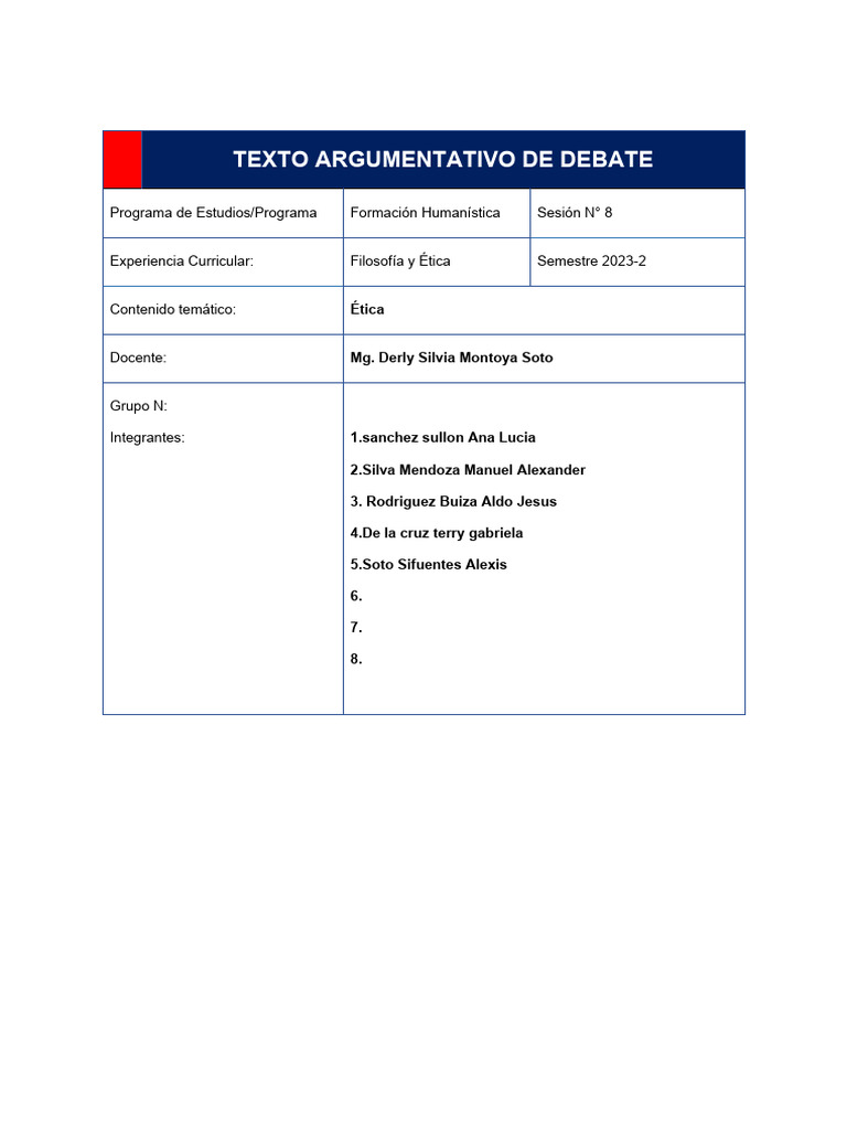Texto Argumentativo de Debate | PDF | Pensamiento crítico | Pensamiento