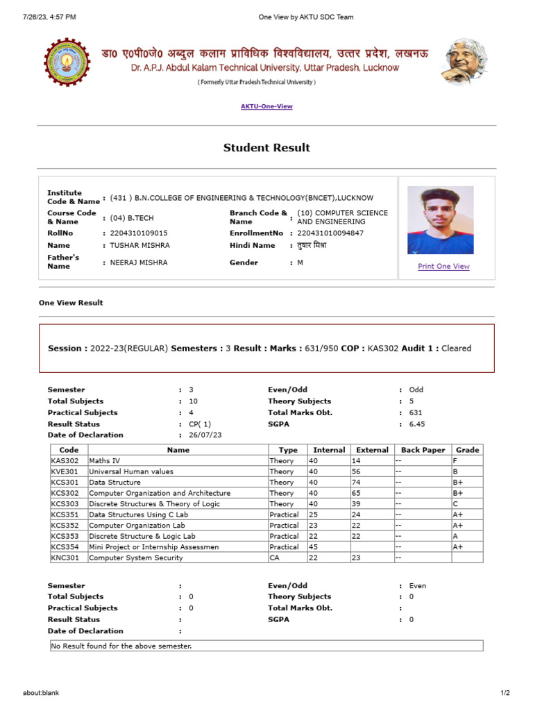 Tushar Mishra result | Download Free PDF | Computer Science | Computing