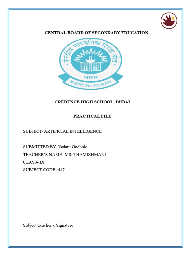 Python Practical File for AI Class IX | PDF | Python (Programming ...
