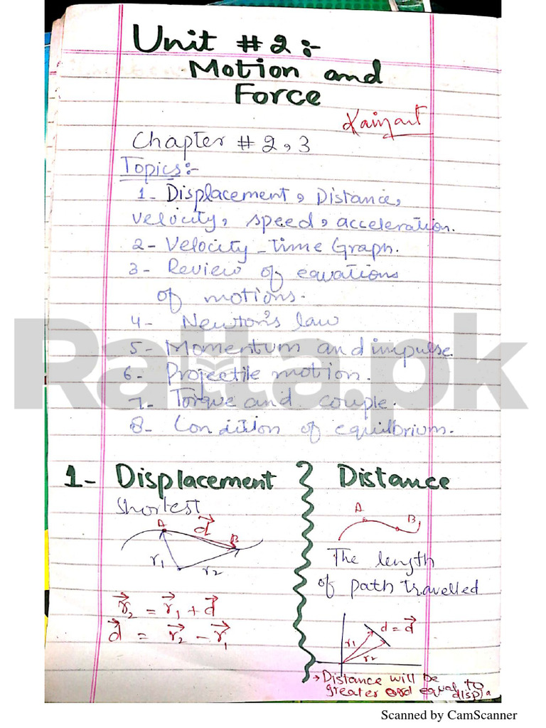Physics Chapter 2 (Motion and Force) PDF | PDF