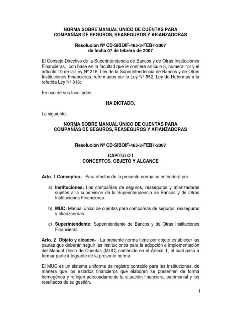 Manual Único de Cuentas para Seguros | PDF | Reaseguro | Seguro