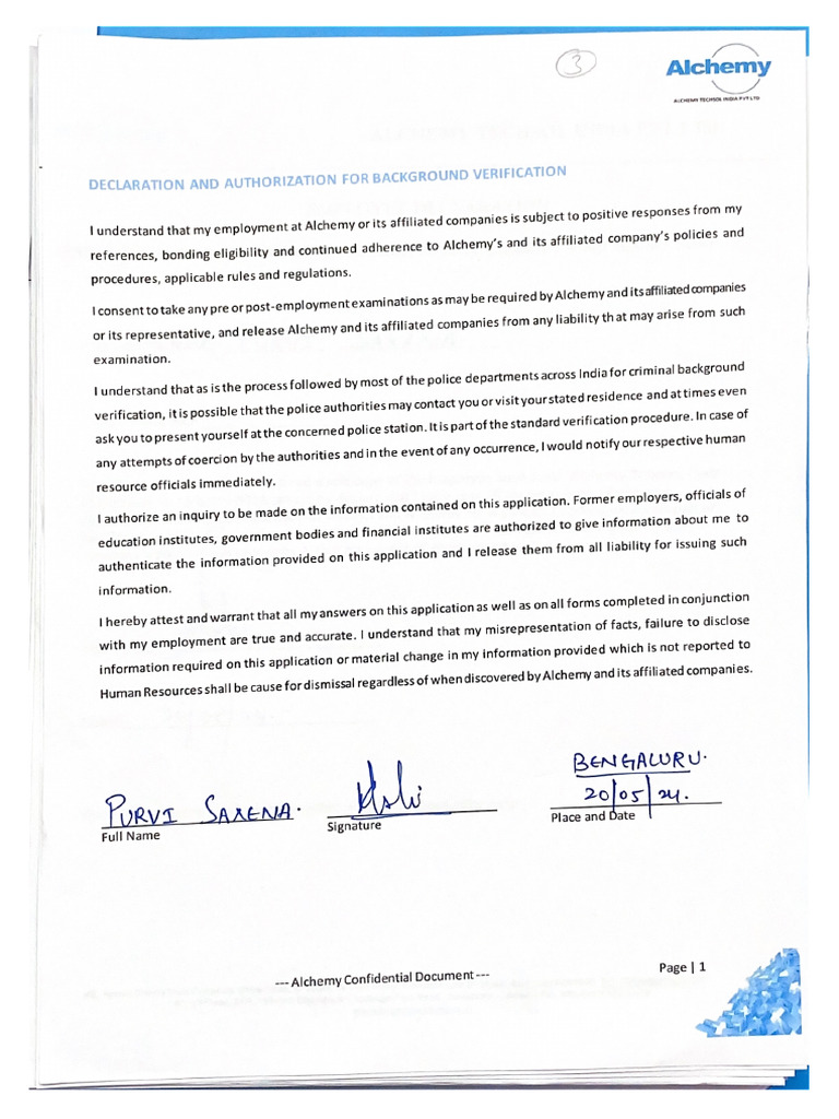 What Is Bgv Declaration Form