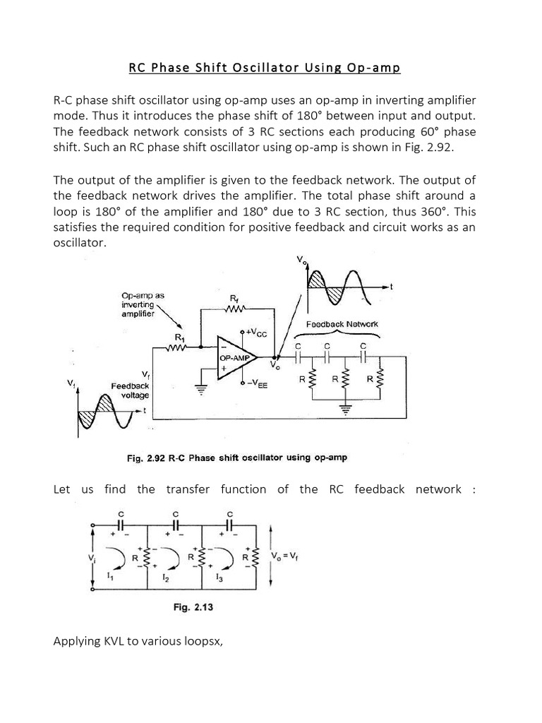 RC Phase Shift and Wien Bridge Oscillator Using Op | PDF | Electronic ...
