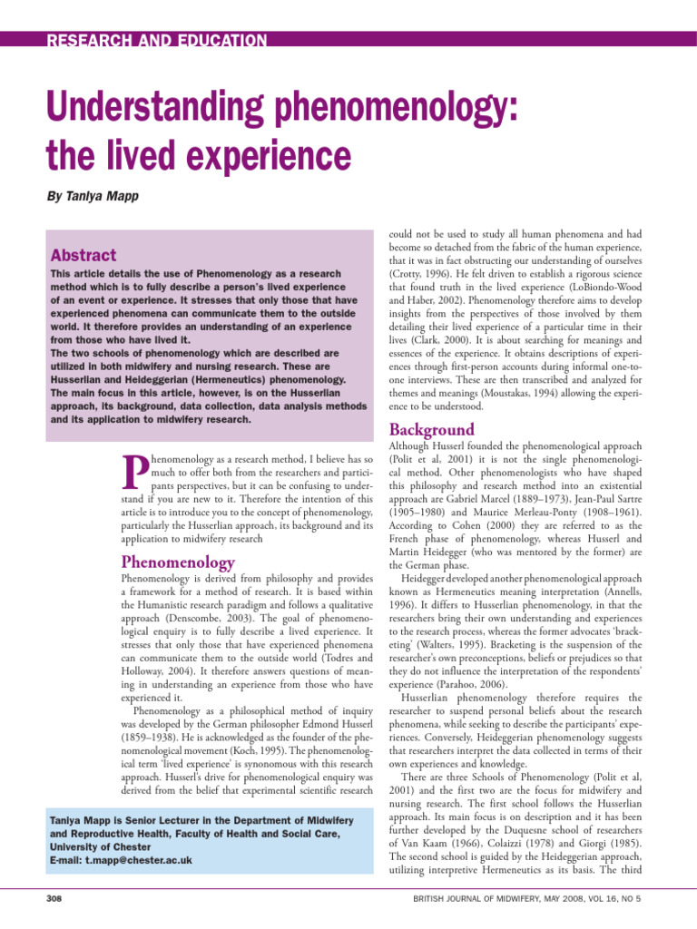 Understanding Phenomenology The Lived Experience | PDF | Phenomenology ...