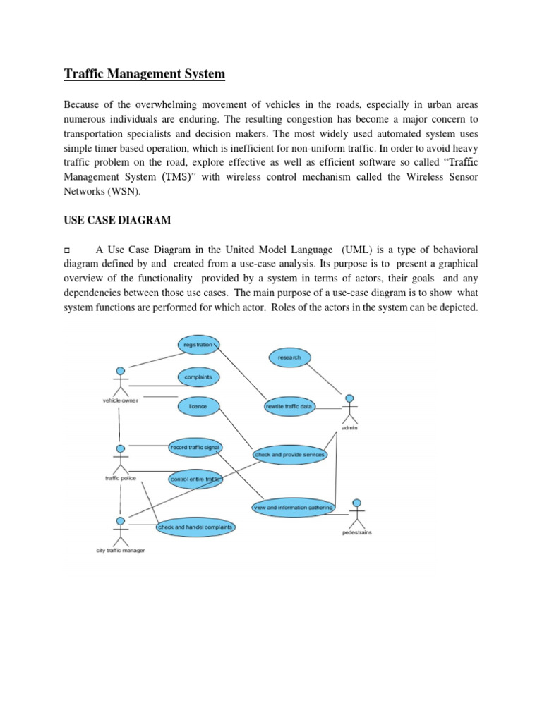 Traffic Management System UML Diagrams | PDF | Use Case | System