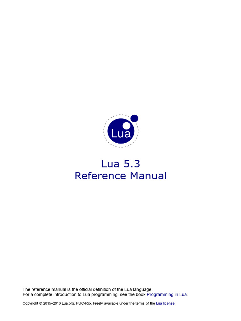 Lua 5.3 Reference Manual