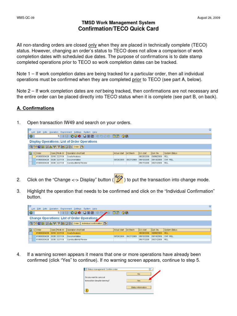 TMSD Confirmation and TECO Guide | PDF | Software | Computing
