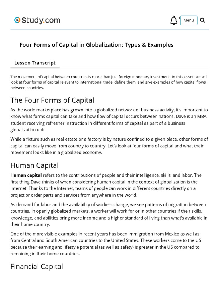 Four Forms of Capital in Globalization | PDF | Money | Globalization