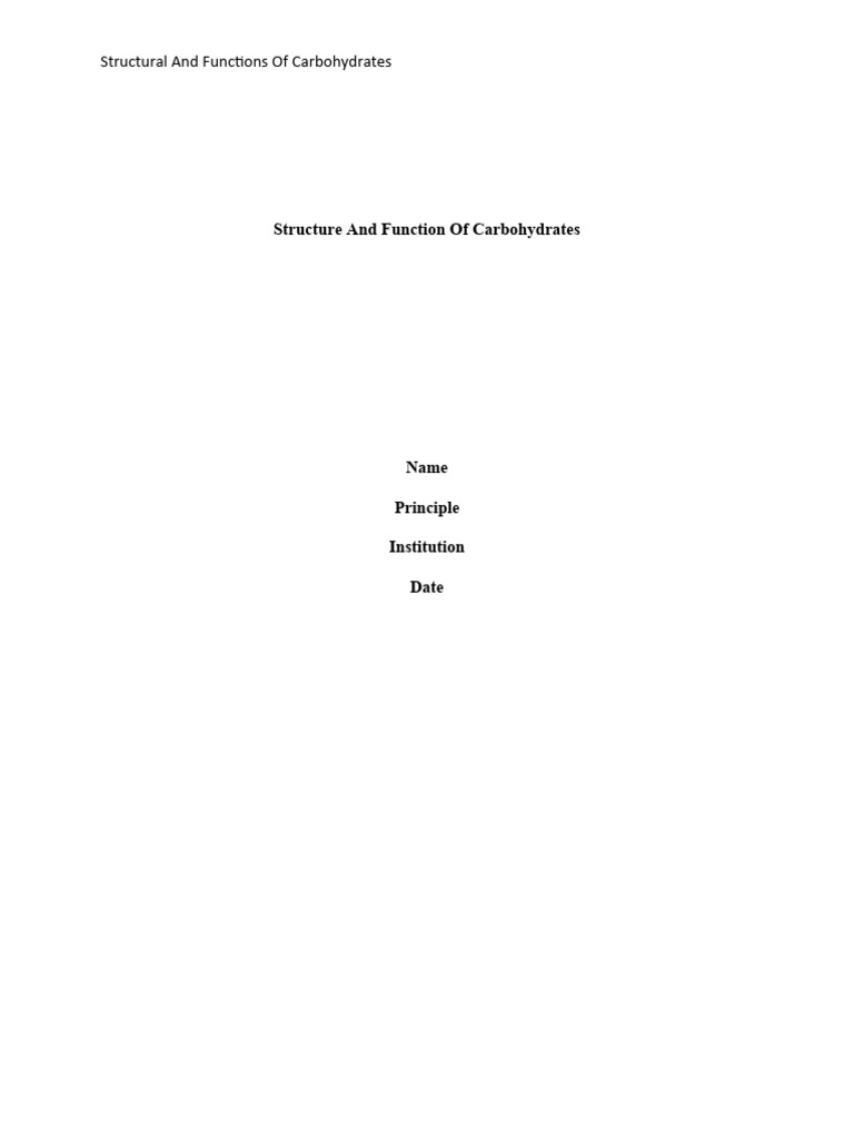 Structure and Functions of Carbohydrates | PDF | Carbohydrates ...