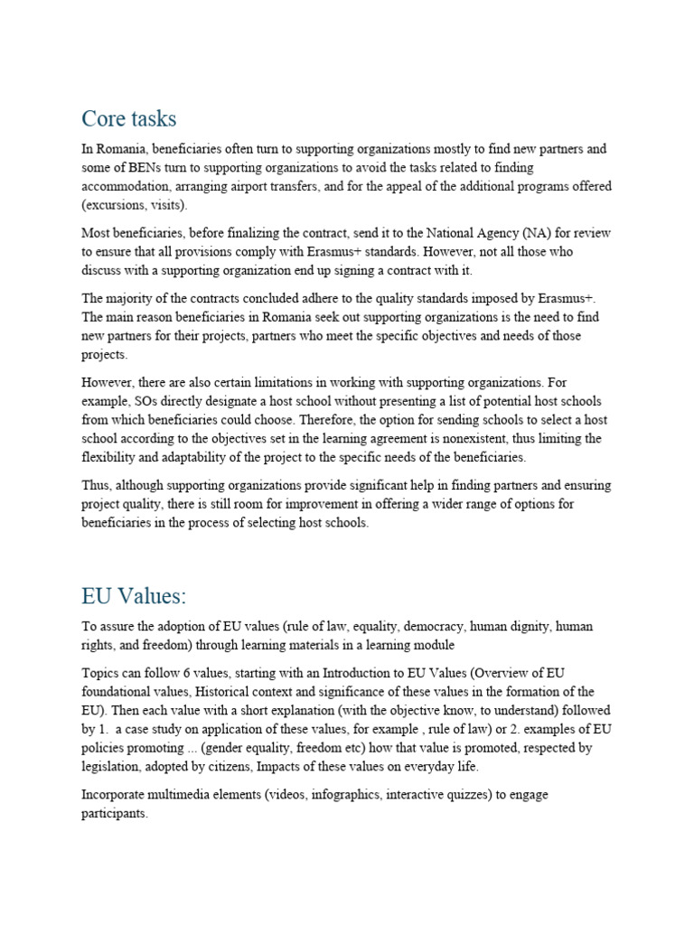 Core Tasks | Download Free PDF | Learning | Expert