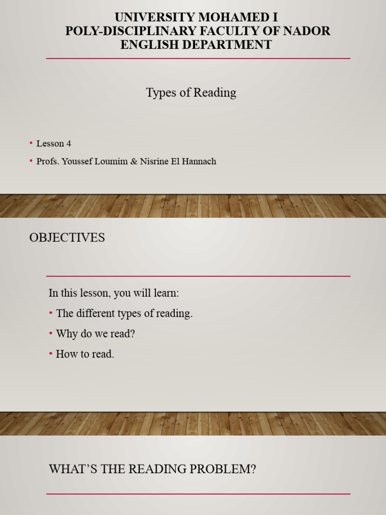 Lesson 1 Types of Reading (R.C&P) | PDF | Reading Comprehension | Writing