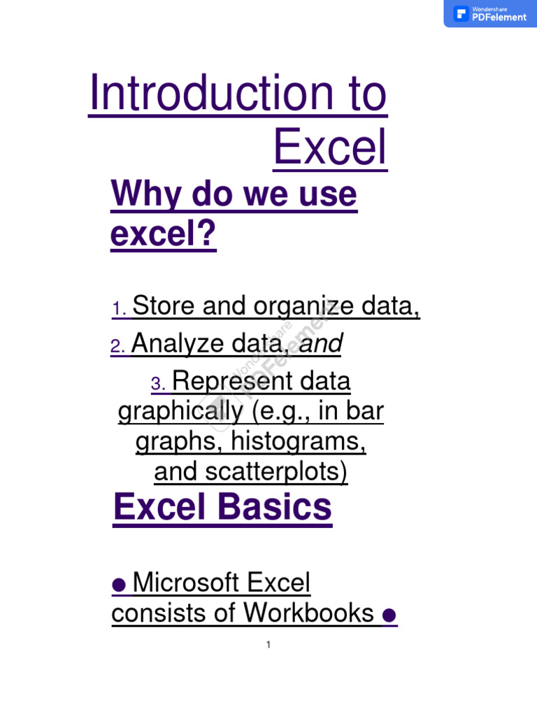 Lecture 9 intro to excel pdf microsoft excel spreadsheet