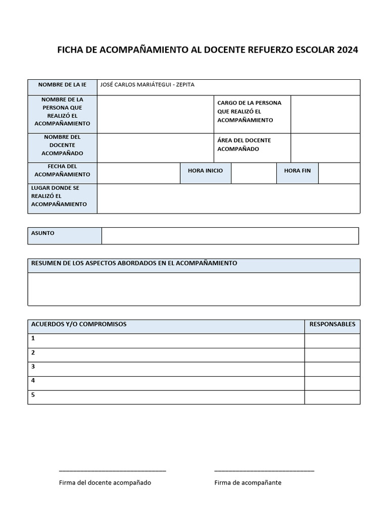 Ficha de Acompañamiento Docente 2024 | PDF | Estudios de idiomas ...