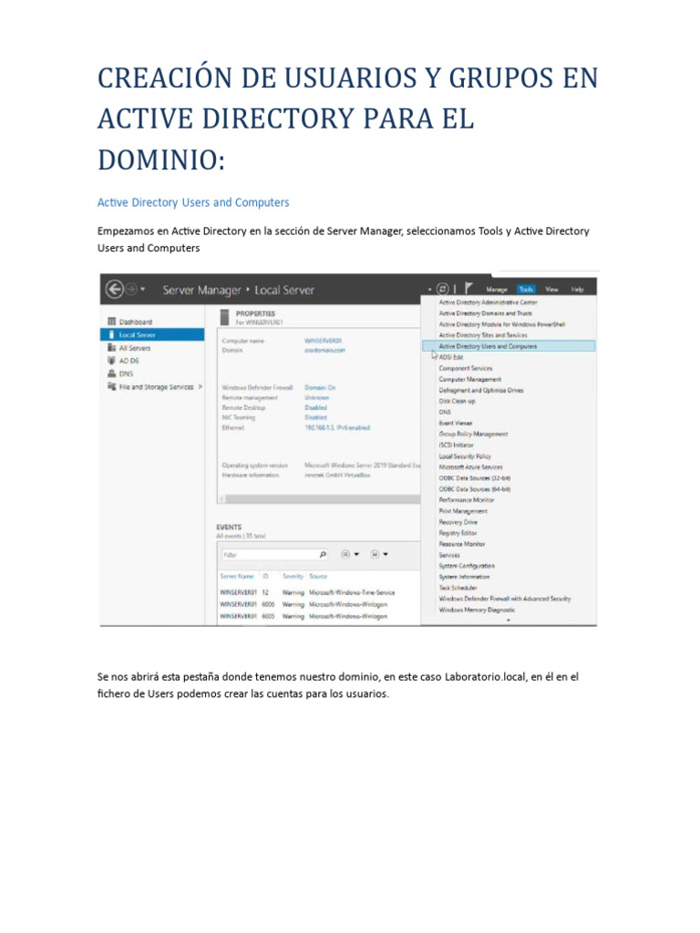 Gestión de Usuarios en Active Directory | PDF | Informática