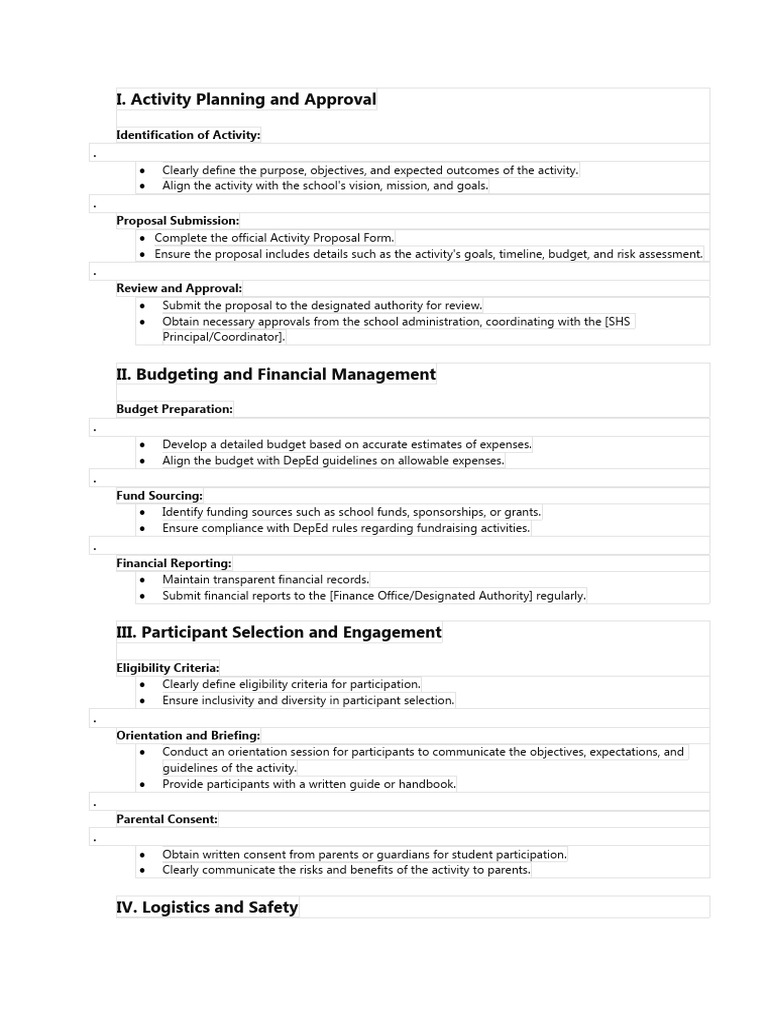 Senior High School Activity Guidelines | PDF | Risk | Risk Assessment
