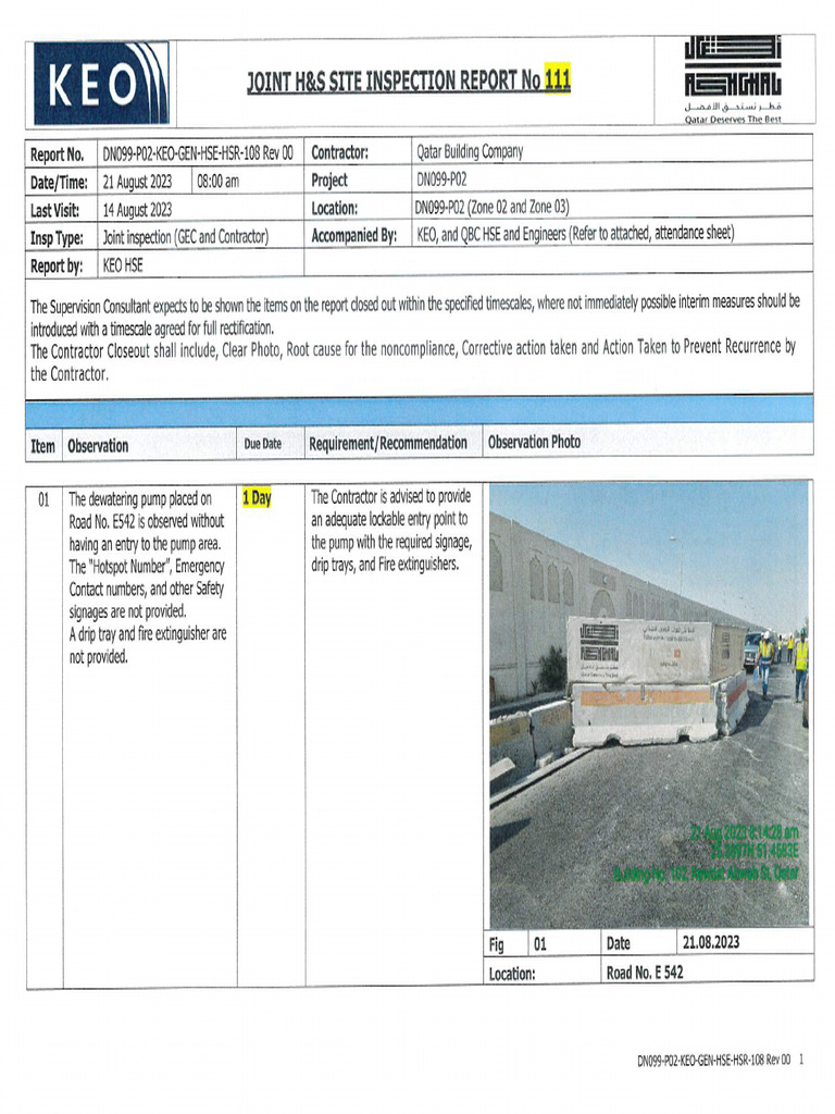 DN099-P02-KEO-GEN-HSE-HSR-108 Rev 00 | PDF