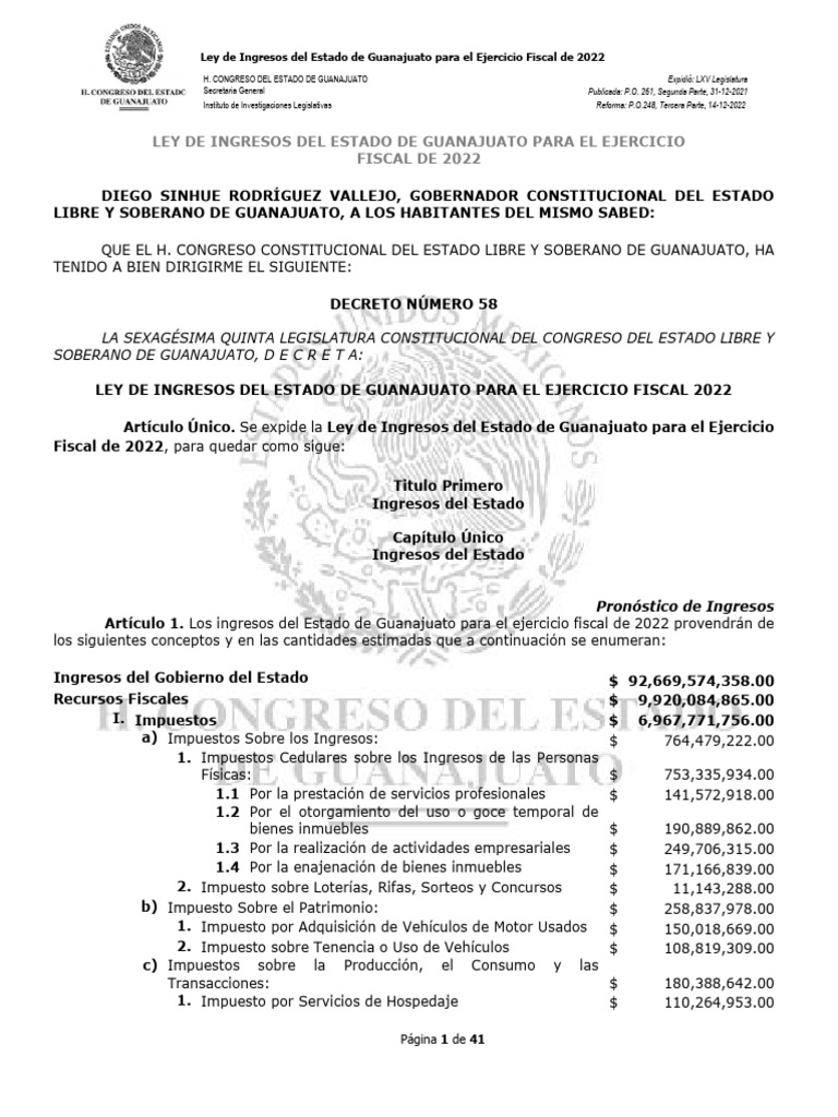 Lieg Ref 14dic2022 Descargar Gratis PDF Educaci n M s Alta Impuestos