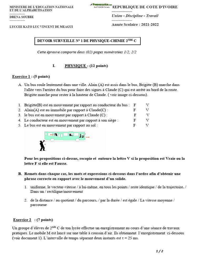 Devoirs 2nde C | PDF