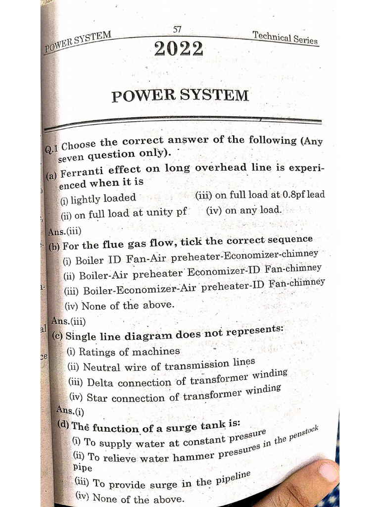 power system MCQ PDF
